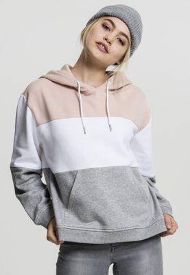 Ladies Oversize 3-Tone Hoody blk/wht/gry L