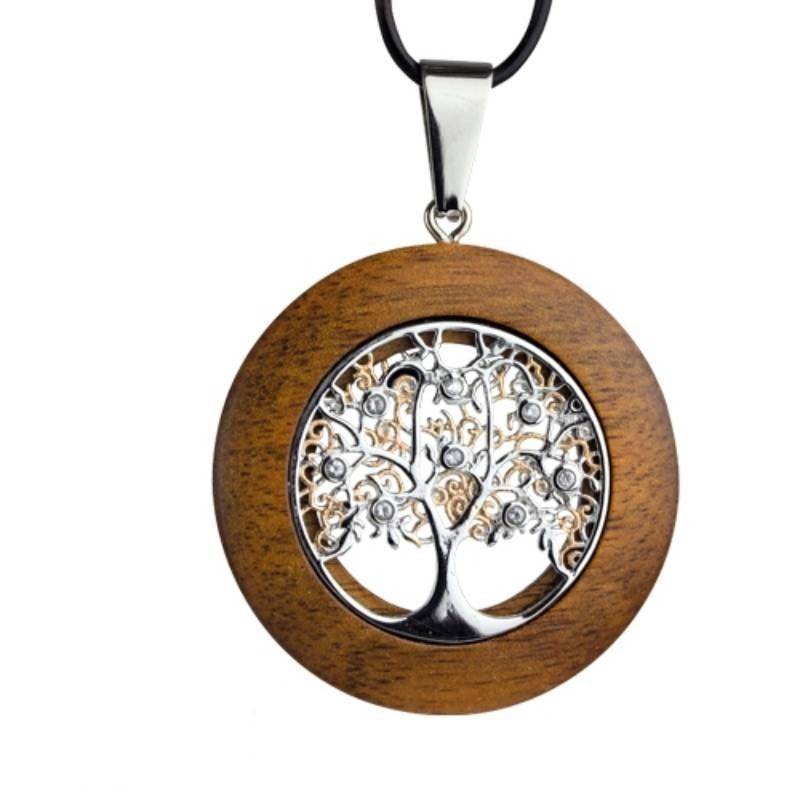 "Tree of life" wooden pendant necklace