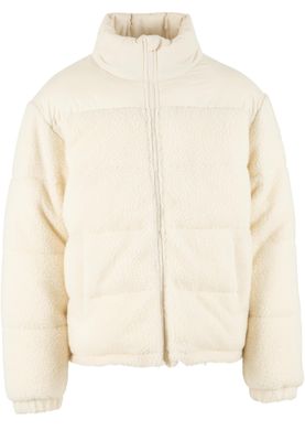 Puffig design med två färger Fabric Mix Teddy Puffer Jacket Jacka för herr – whitesand