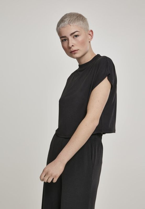 Short t-shirt with high neck ladies
