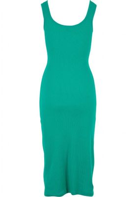 Midi dress in stretchy cotton with round neckline