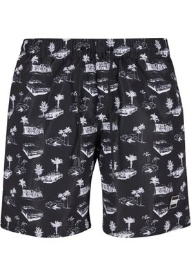 Pattern Swim Shorts Black/White