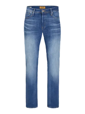 Blå tvättade tapered fit jeans herr - MIKE