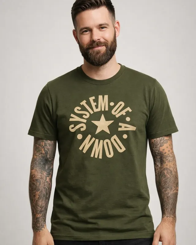 System of a Down Circle Star Logo T-shirt herr i olive