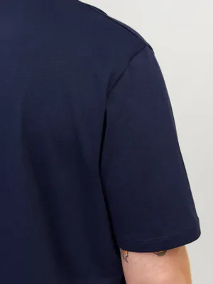 Marinblå plus size T-shirt herr med broderi – Jack & Jones
