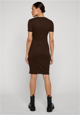 Ribbad t-shirtklänning för dam – brun