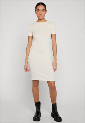 Ribbad t-shirtklänning för dam – vit sand