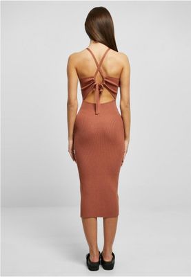 Ladies Midi Rib Knit Crossed Back Dress