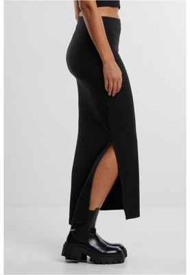 Ladies Rib High Slit Kjol för dam – svart