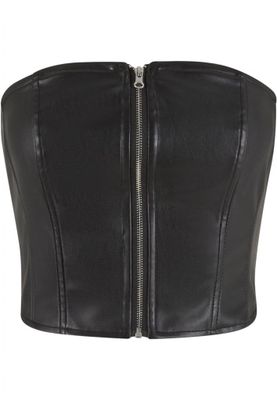 Synthetic Leather Bandeau Top