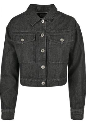 Black denim jacket in oversize model women