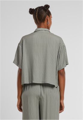 Skjorta för dam med vita ränder– paleolive/white