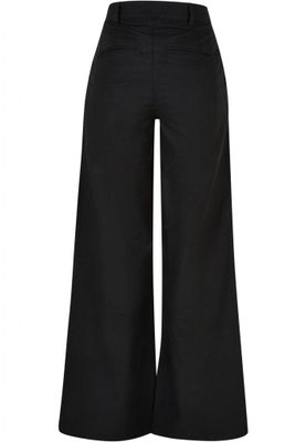 Mixed linen trousers with high waist for women