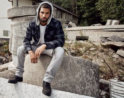 Lumberjacket hooded black/grey