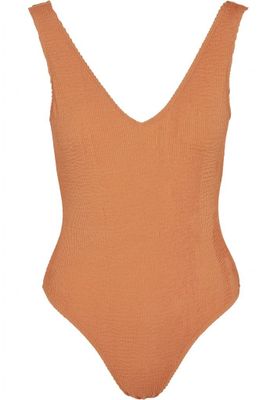 Creased swimsuit with high legs