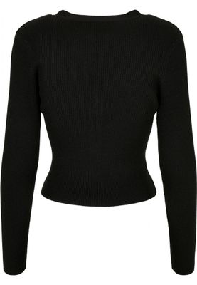 Ladies Short Rib Knit Cardigan