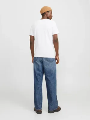 Mörkblå stentvättade wide fit jeans - DAVE
