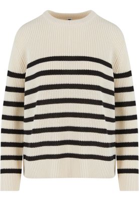 Tröja för dam med svarta ränder– whitesand/black