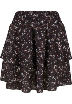Short flounce skirt with floral pattern