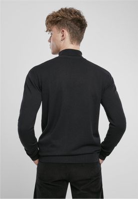 Black fine knit polo shirt men