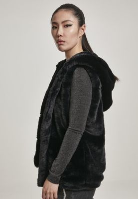 Ladies vest with hood in fur