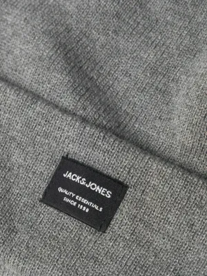 Gråmelerad ribbstickad mössa Jack & Jones