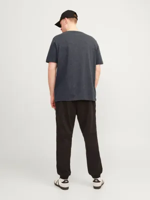 Mörkgrå melerad plus size T-shirt herr med broderi – Jack & Jones