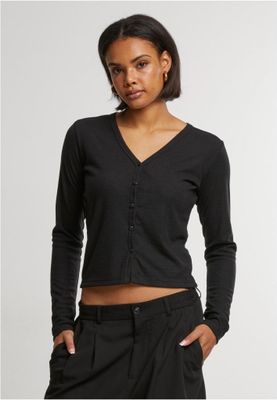 Women's ribbed cardigan with button closure