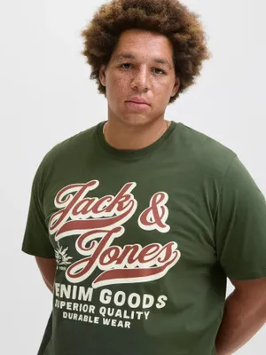 Grön T-shirt med tryck herr plus size – Jack & Jones