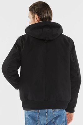 Short hooded jacket with teddy lining