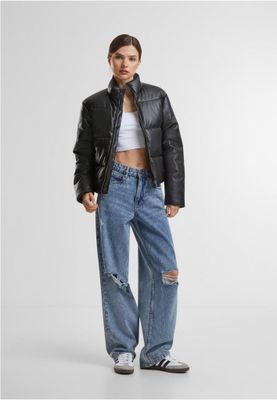 Ladies' puffer jacket in synthetic leather