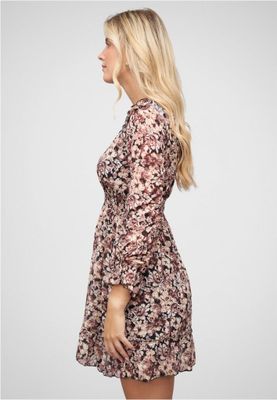 Chiffon dress with waistband and floral print