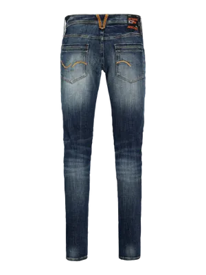 Mörka slim fit jeans med stentvättad yta - GLENN
