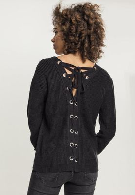 V-neck sweater with lace in the back lady
