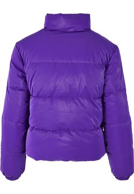 Glossy puffer jacket lady shark skin