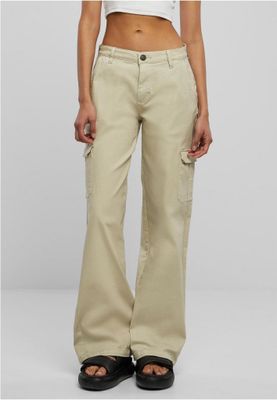 Ladies High Waist Straight Denim Cargo Pants