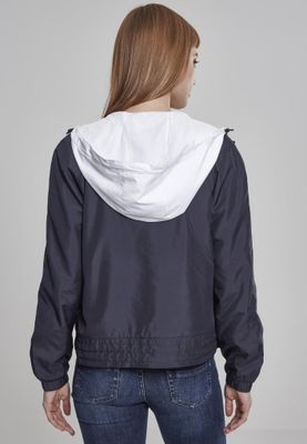 Three-color windbreaker with hood lady