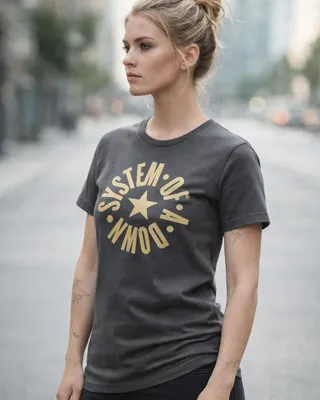 System of a Down Circle Star Logo T-shirt dam i mörkgrå