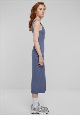 Midi dress in stretchy cotton with round neckline