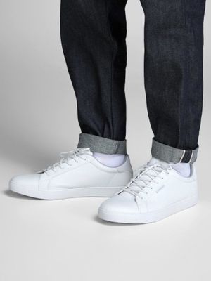 White leather-like sneakers