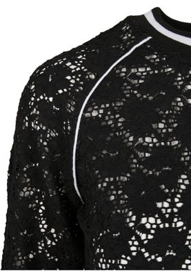 Short sweatshirt in lace fabric