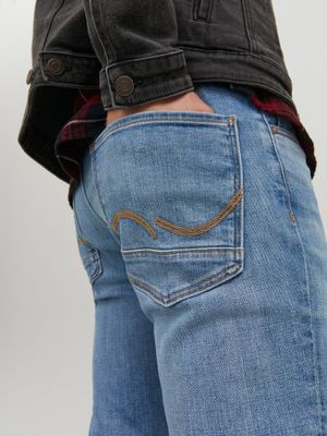 Lyseblå vaskede straight slim fit jeans til mænd Tim