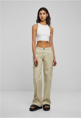 Ladies High Waist Straight Denim Cargo Pants