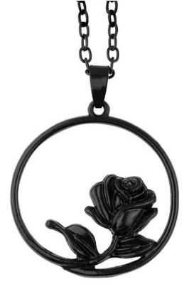 Black Rose Circle - pendant