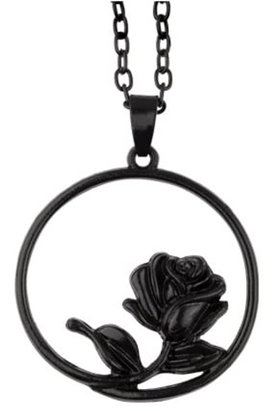 Black Rose Circle - pendant