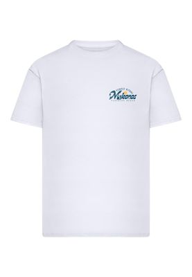 T-shirt i bomullsjersey med mykonos Mood – vit
