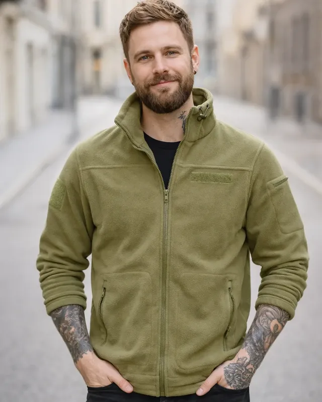 Combat-fleecejacka för herr i olivgrönt – Brandit