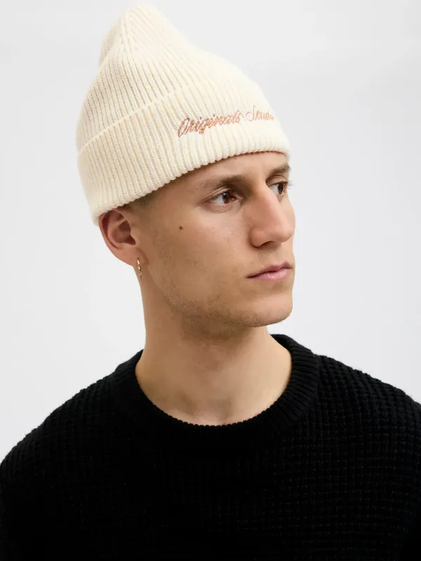 Ribbstickad Mössa Herr – Ljus Beanie Originals Studio