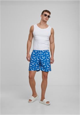 Pattern Swim Shorts Bright Blue/White