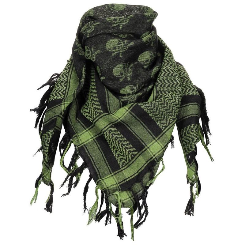 Shemagh green / black with skulls